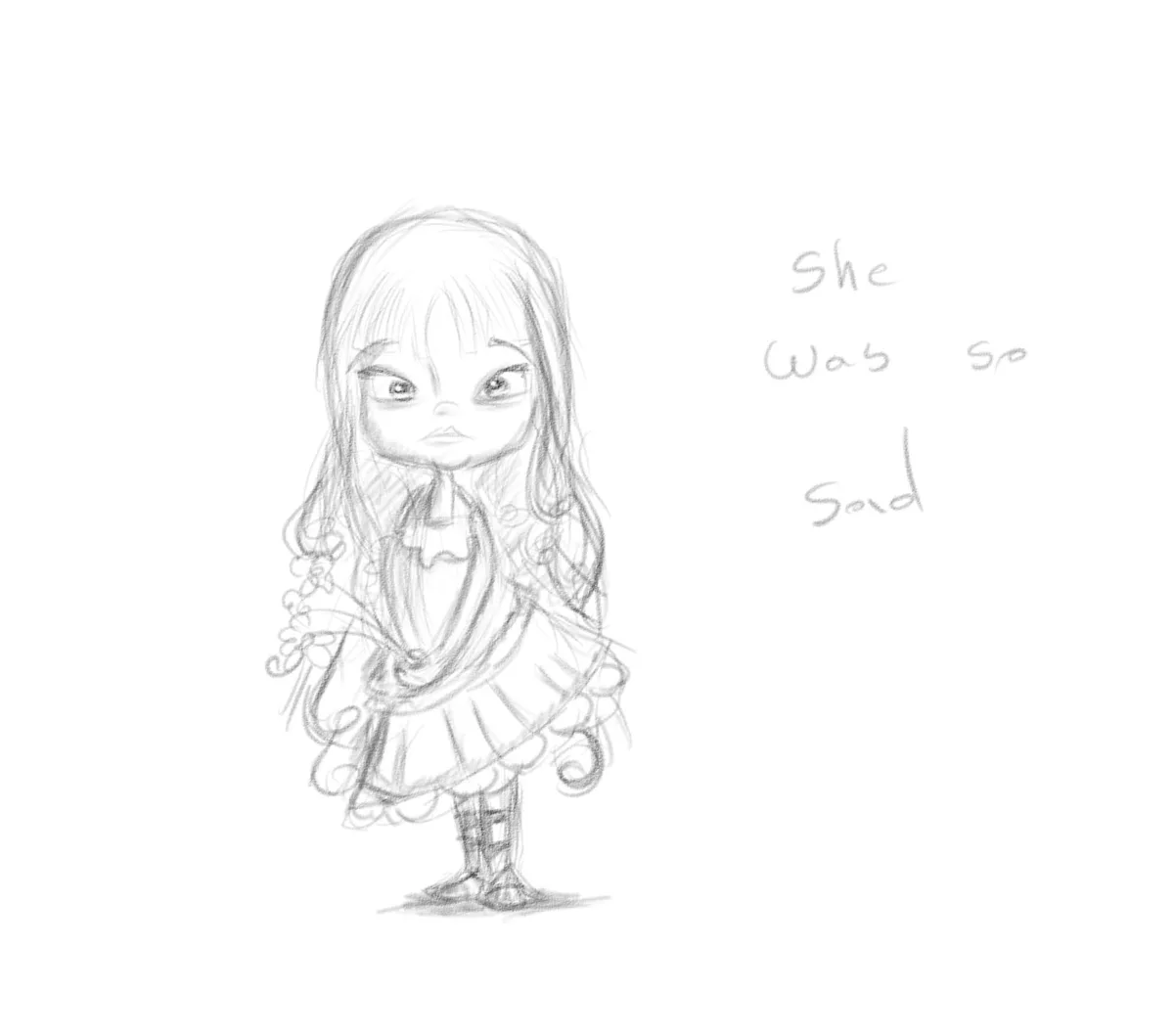 Pencil character sketch of a young girl from the Little Tales story series